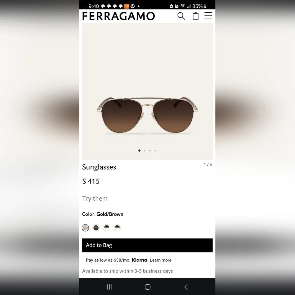 Ferragamo Black Sunglasses Case